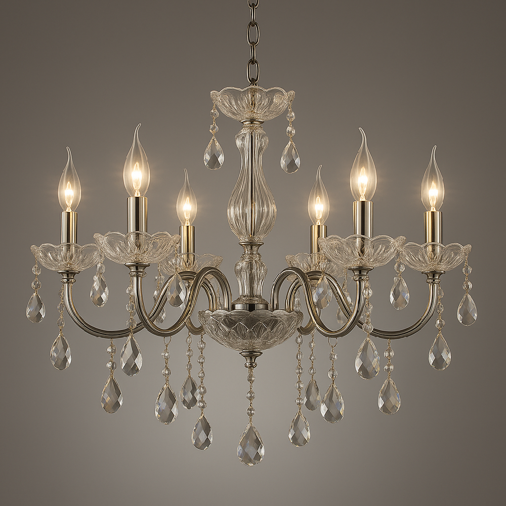 Decorative Crystal Chandelier (6 Arms, E14, K9 Crystal)